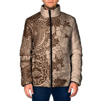 Polynesia Padded Jacket Hibiscus Hawaiian Tribal Tattoo Retro Pink Pastel LT9 Men Pink Pastel - Polynesian Pride