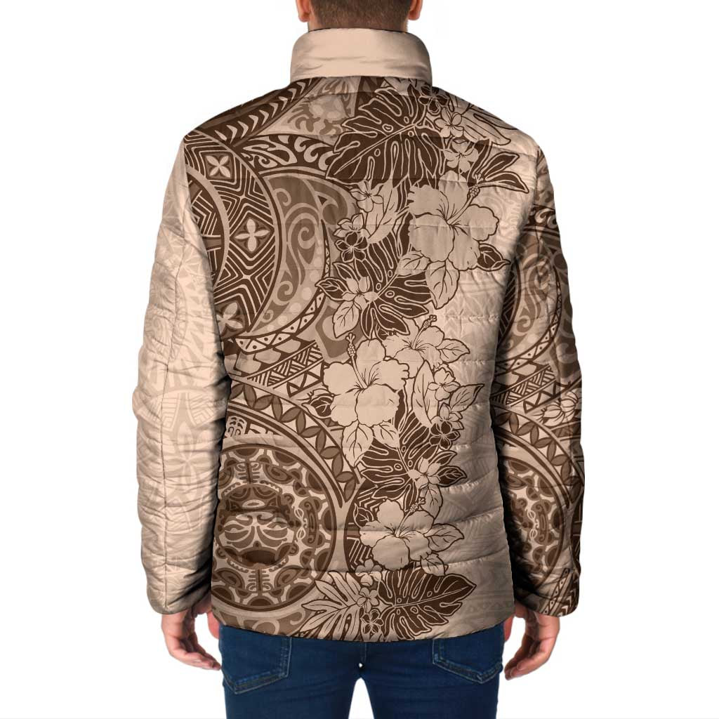 Polynesia Padded Jacket Hibiscus Hawaiian Tribal Tattoo Retro Pink Pastel LT9 - Polynesian Pride