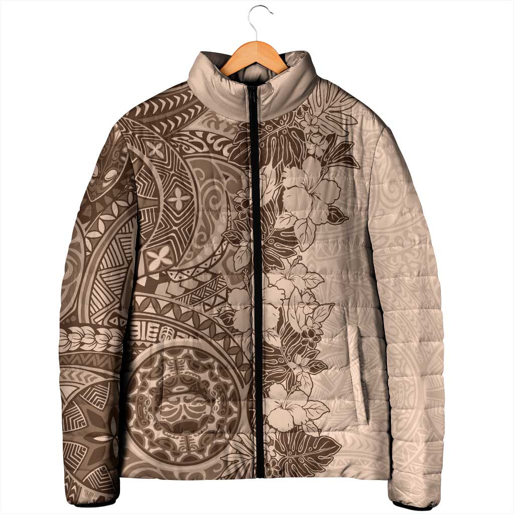 Polynesia Padded Jacket Hibiscus Hawaiian Tribal Tattoo Retro Pink Pastel LT9 - Polynesian Pride