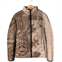 Polynesia Padded Jacket Hibiscus Hawaiian Tribal Tattoo Retro Pink Pastel LT9 - Polynesian Pride