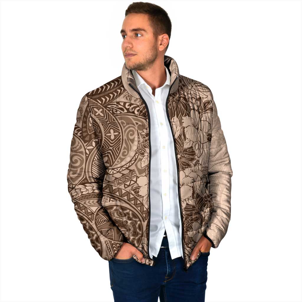 Polynesia Padded Jacket Hibiscus Hawaiian Tribal Tattoo Retro Pink Pastel LT9 - Polynesian Pride