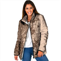 Polynesia Padded Jacket Hibiscus Hawaiian Tribal Tattoo Retro Pink Pastel LT9 Women Pink Pastel - Polynesian Pride
