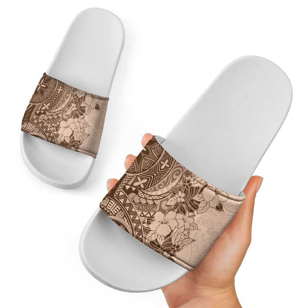 Polynesia Slide Sandals Hibiscus Hawaiian Tribal Tattoo Retro Pink Pastel LT9 - Polynesian Pride