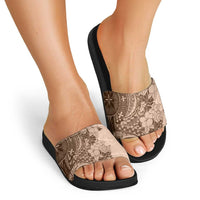 Polynesia Slide Sandals Hibiscus Hawaiian Tribal Tattoo Retro Pink Pastel LT9 - Polynesian Pride