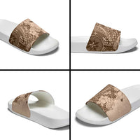 Polynesia Slide Sandals Hibiscus Hawaiian Tribal Tattoo Retro Pink Pastel LT9 - Polynesian Pride