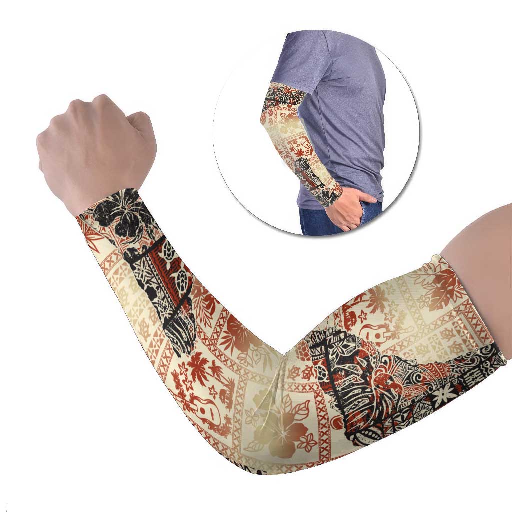 Hawaii Beige Version Arm Sleeves Aloha Tribal Pattern LT9 Set of 2 Beige - Polynesian Pride