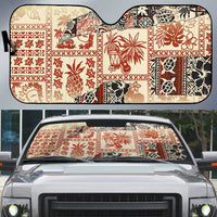 Hawaii Beige Version Auto Sun Shade Aloha Tribal Pattern LT9 Beige - Polynesian Pride