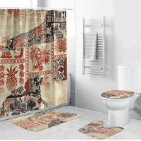 Hawaii Beige Version Bathroom Set Aloha Tribal Pattern LT9 Bathroom Set (4 pcs) Beige - Polynesian Pride