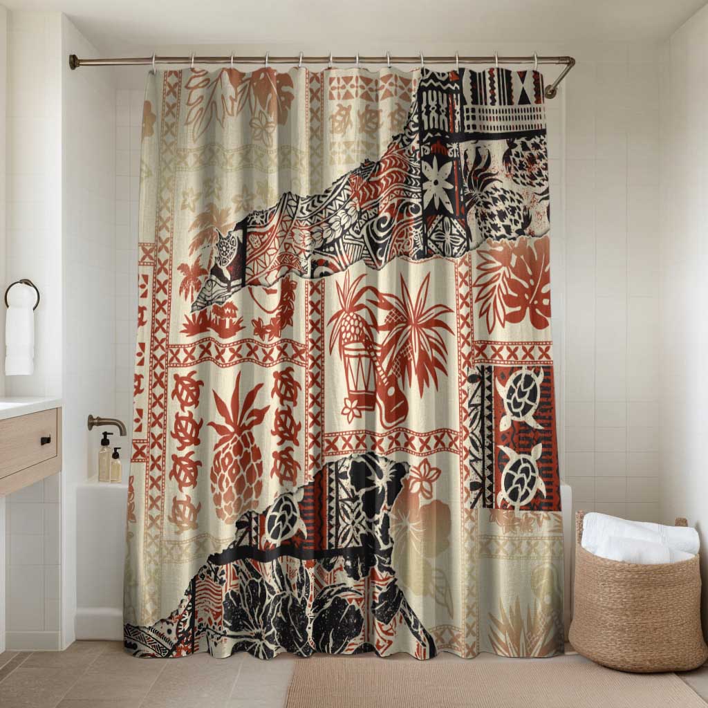 Hawaii Beige Version Bathroom Set Aloha Tribal Pattern LT9 Shower Curtain Only Beige - Polynesian Pride