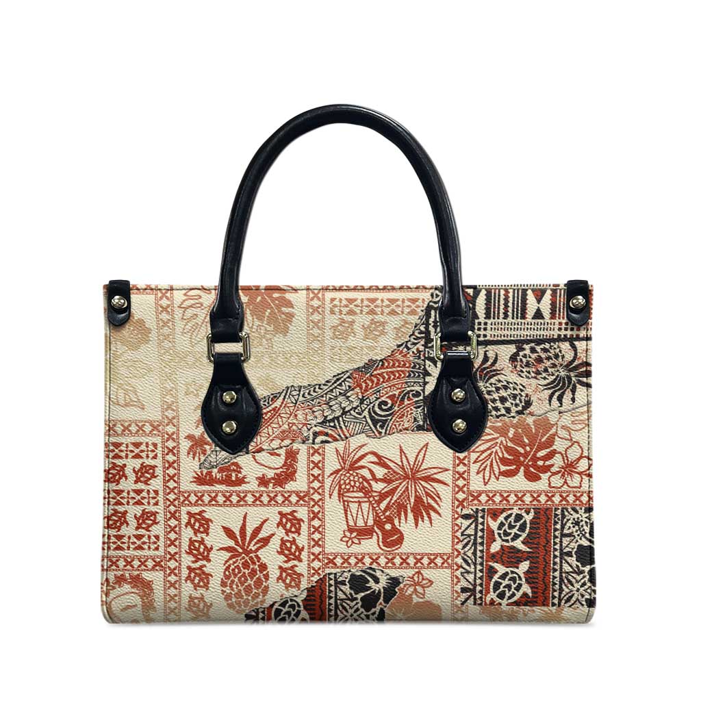 Hawaii Beige Version Leather Bag Aloha Tribal Pattern LT9 - Polynesian Pride