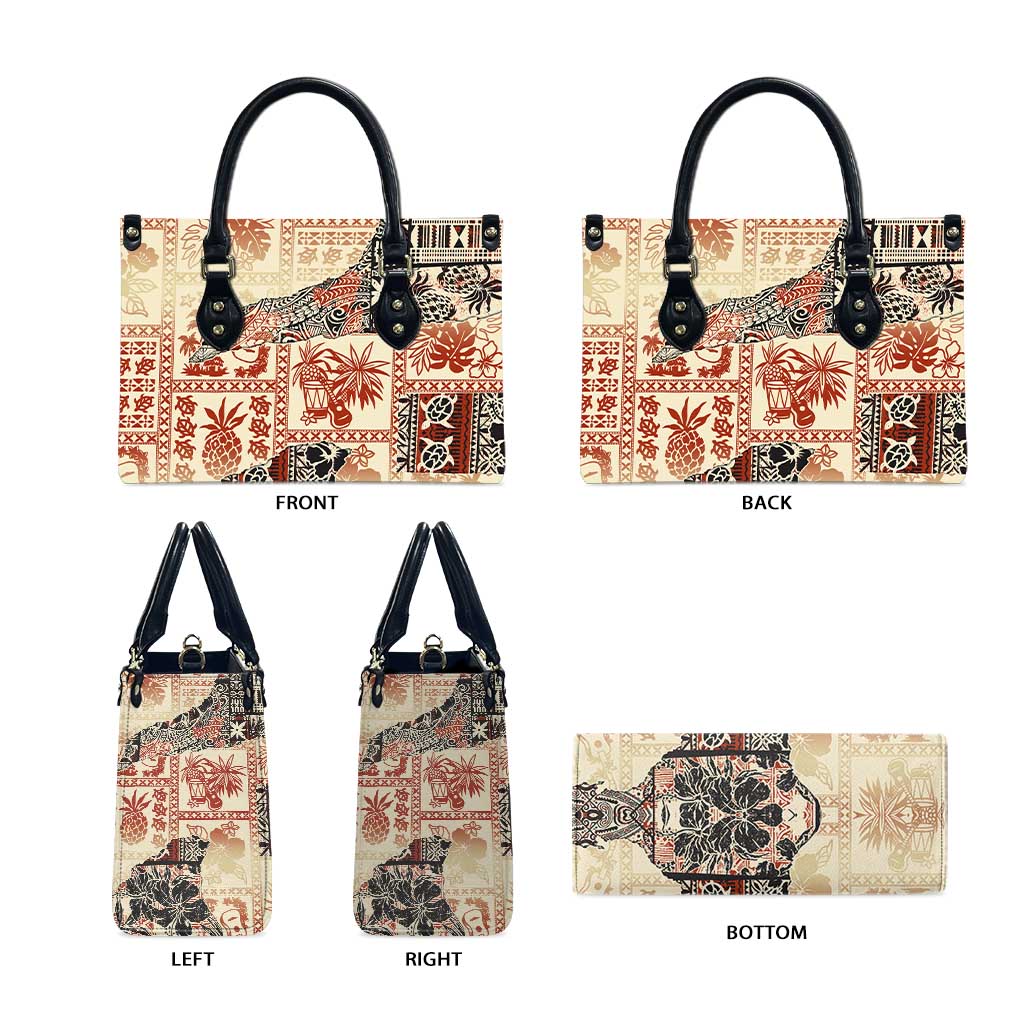 Hawaii Beige Version Leather Bag Aloha Tribal Pattern LT9 - Polynesian Pride