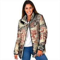 Hawaii Beige Version Padded Jacket Aloha Tribal Pattern LT9 Women Beige - Polynesian Pride