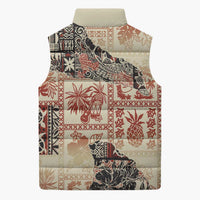 Hawaii Beige Version Sleeveless Puffer Jacket Aloha Tribal Pattern LT9 - Polynesian Pride