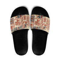 Hawaii Beige Version Slide Sandals Aloha Tribal Pattern LT9 Beige - Polynesian Pride