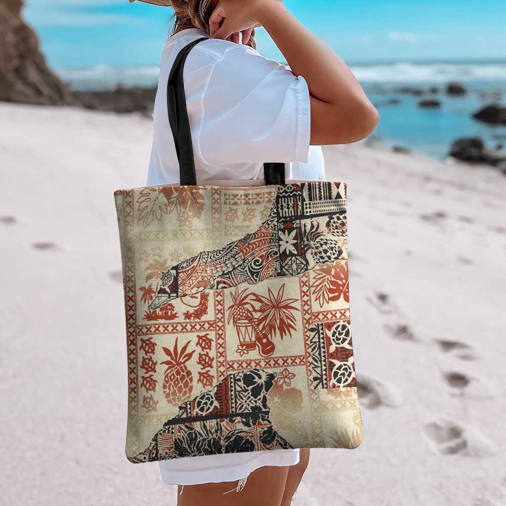 Hawaii Beige Version Tote Bag Aloha Tribal Pattern LT9 - Polynesian Pride