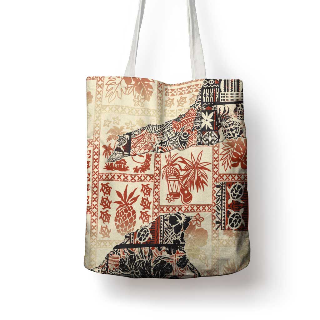 Hawaii Beige Version Tote Bag Aloha Tribal Pattern LT9 - Polynesian Pride