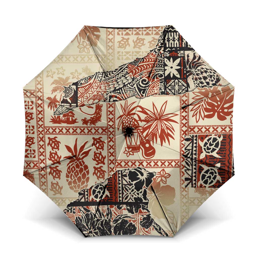Hawaii Beige Version Umbrella Aloha Tribal Pattern LT9 One Size Folded 11.42 inch Opened Diameter 37.4 inch Beige - Polynesian Pride