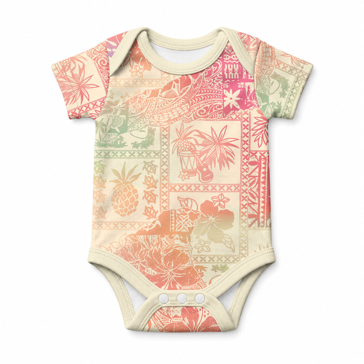 Hawaii Baby Onesie Aloha Tribal Pattern Sweat Pink Ombre LT9 Pink - Polynesian Pride