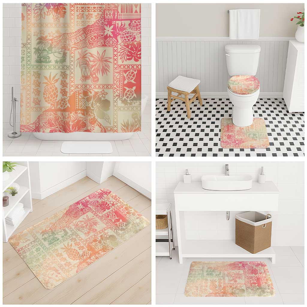 Hawaii Sweat Pink Ombre Bathroom Set Aloha Tribal Pattern LT9 - Polynesian Pride