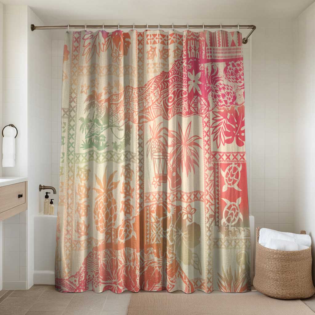 Hawaii Sweat Pink Ombre Bathroom Set Aloha Tribal Pattern LT9 Shower Curtain Only Pink - Polynesian Pride