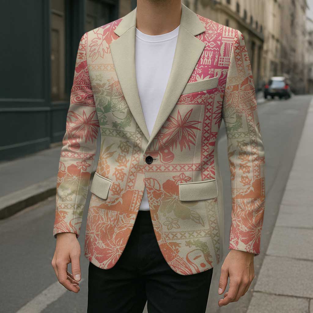 Hawaii Sweat Pink Ombre Blazer Aloha Tribal Pattern LT9 - Polynesian Pride