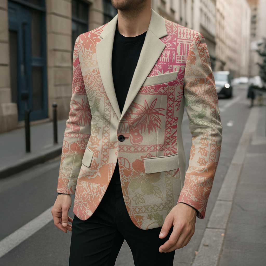 Hawaii Sweat Pink Ombre Blazer Aloha Tribal Pattern LT9 - Polynesian Pride