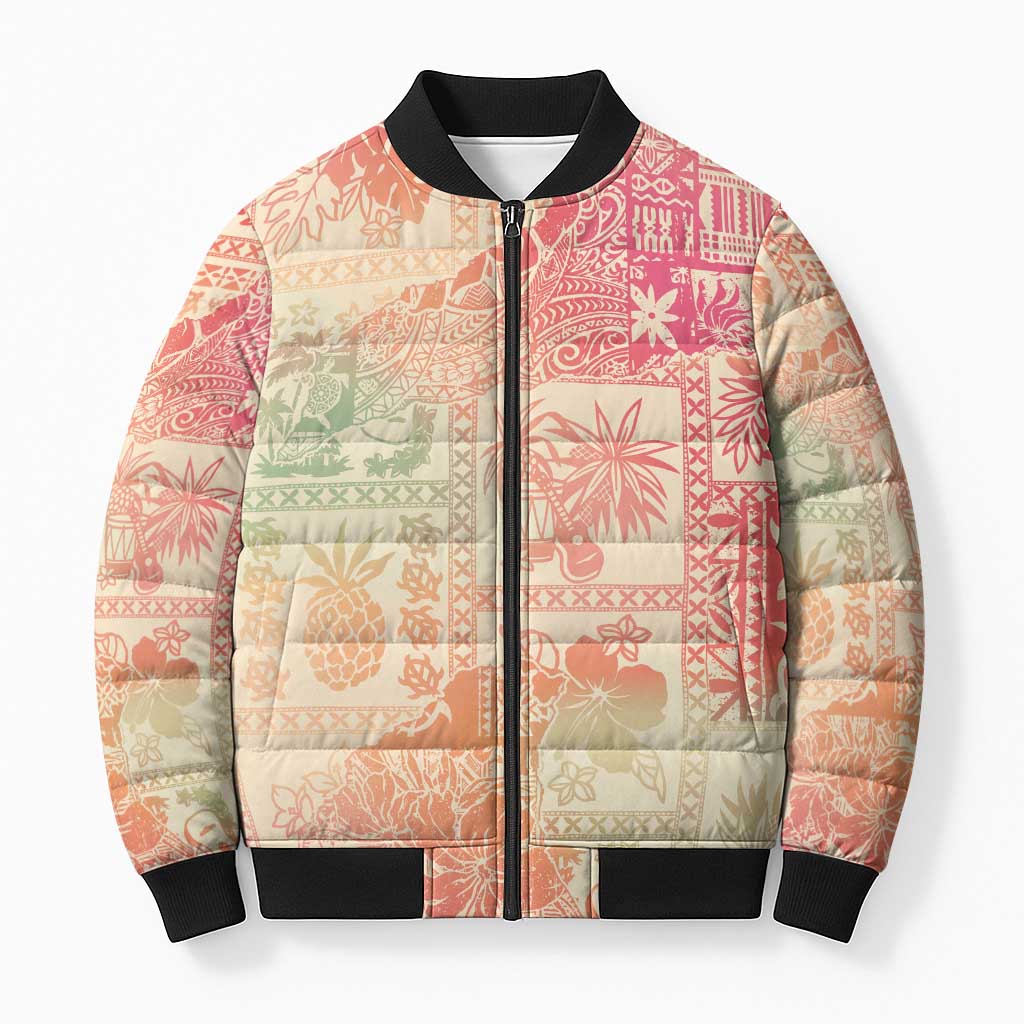 Hawaii Sweat Pink Ombre Bomber Puffer Jacket Aloha Tribal Pattern LT9 Unisex Pink - Polynesian Pride