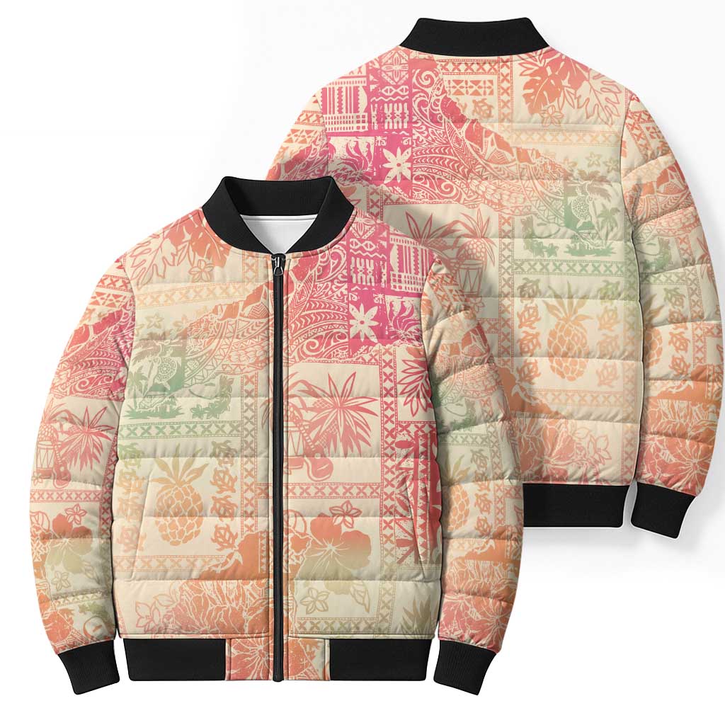 Hawaii Sweat Pink Ombre Bomber Puffer Jacket Aloha Tribal Pattern LT9 - Polynesian Pride