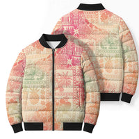 Hawaii Sweat Pink Ombre Bomber Puffer Jacket Aloha Tribal Pattern LT9 - Polynesian Pride