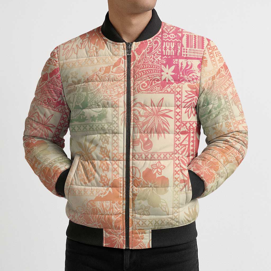 Hawaii Sweat Pink Ombre Bomber Puffer Jacket Aloha Tribal Pattern LT9 - Polynesian Pride