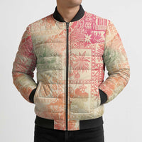 Hawaii Sweat Pink Ombre Bomber Puffer Jacket Aloha Tribal Pattern LT9 - Polynesian Pride