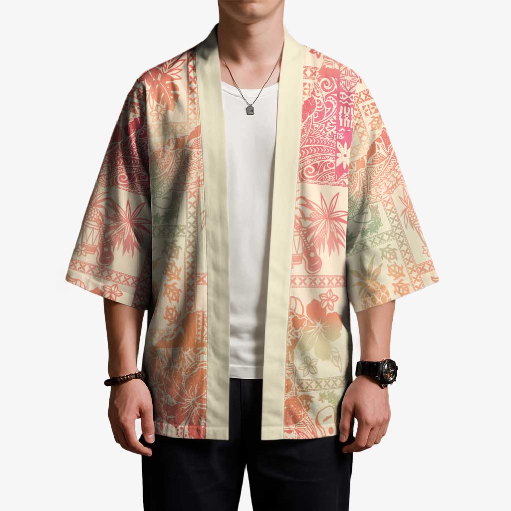 Hawaii Sweat Pink Ombre Kimono Aloha Tribal Pattern LT9 - Polynesian Pride