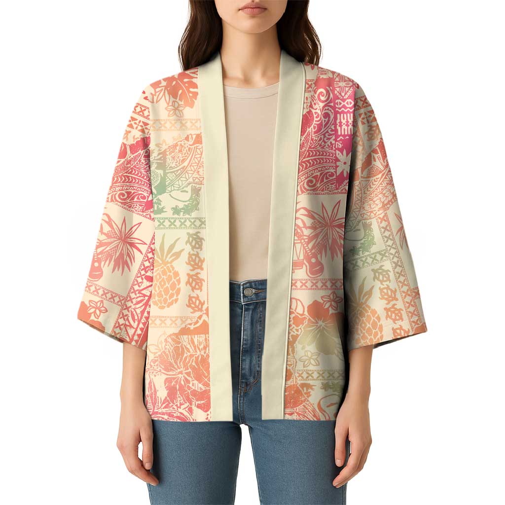 Hawaii Sweat Pink Ombre Kimono Aloha Tribal Pattern LT9 - Polynesian Pride