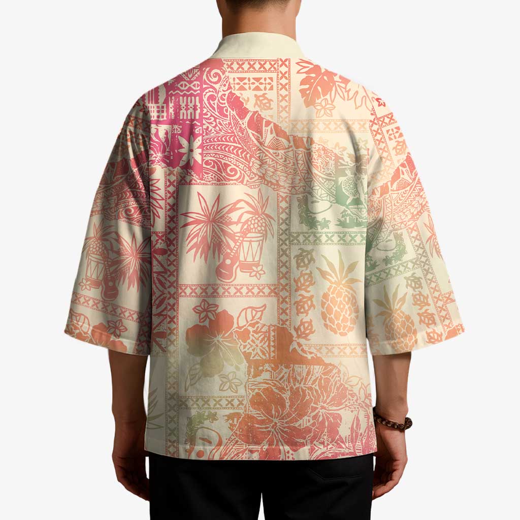 Hawaii Sweat Pink Ombre Kimono Aloha Tribal Pattern LT9 - Polynesian Pride
