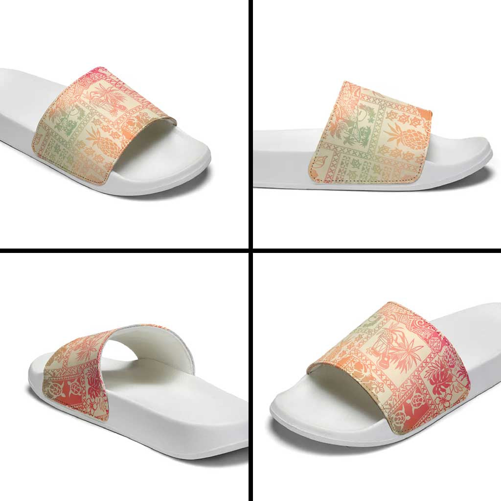 Hawaii Sweat Pink Ombre Slide Sandals Aloha Tribal Pattern LT9 - Polynesian Pride