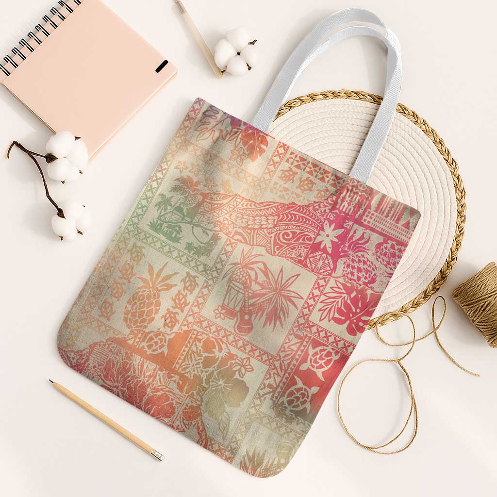 Hawaii Sweat Pink Ombre Tote Bag Aloha Tribal Pattern LT9 White Strap One Size Pink - Polynesian Pride