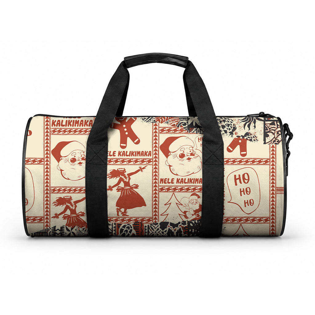 Aloha Hawaii Christmas Duffle Bag Mele Kalikimaka Tapa Tribal Retro Style LT9 One size Beige - Polynesian Pride