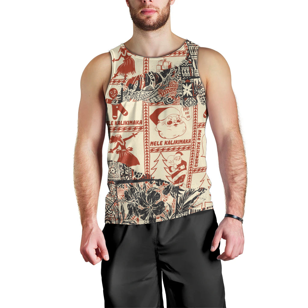 Aloha Hawaii Christmas Men Tank Top Mele Kalikimaka Tapa Tribal Retro Style LT9 - Polynesian Pride