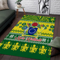 Cook Islands Christmas Area Rug Santa Beach Meri Kiritimiti LT9 Green - Polynesian Pride