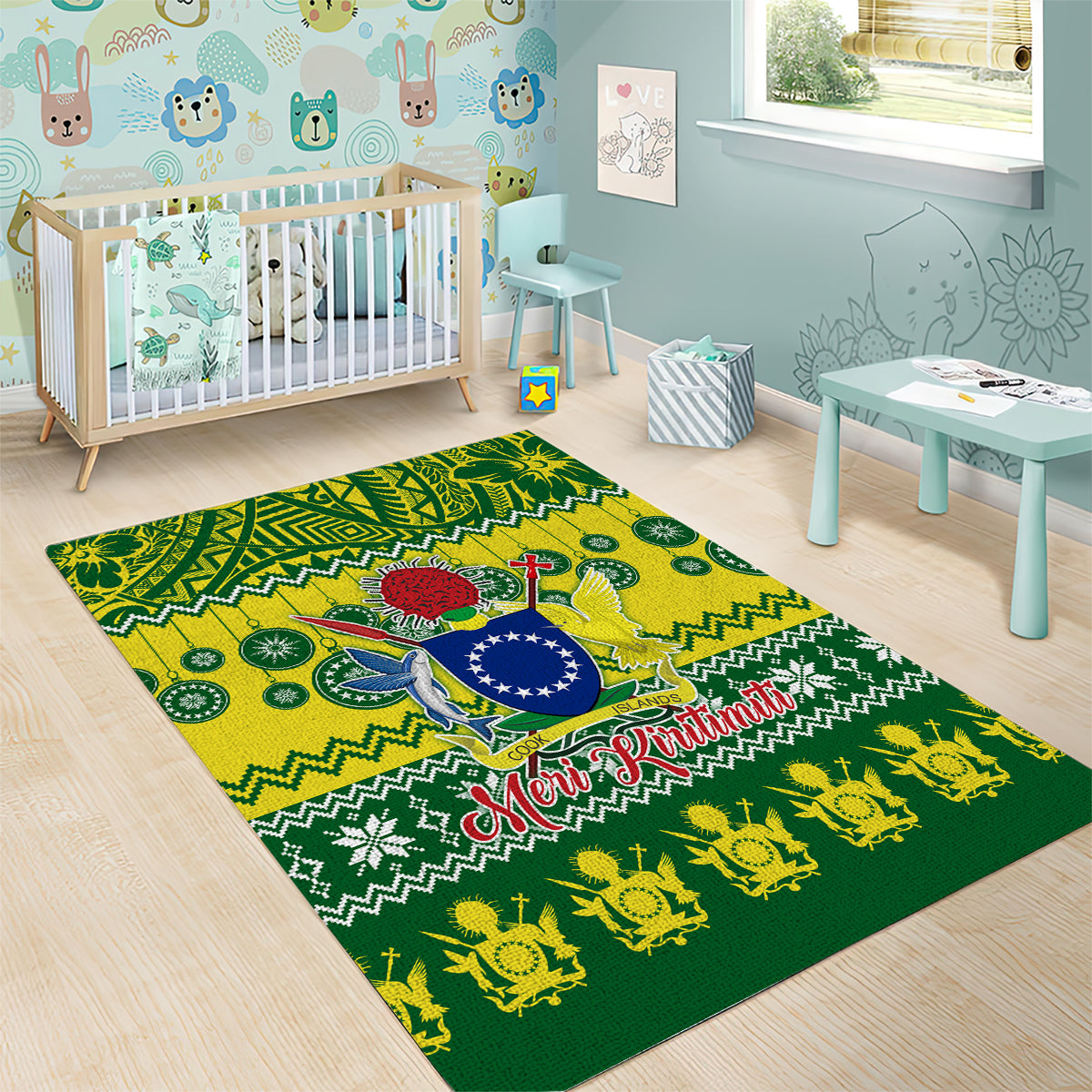 Cook Islands Christmas Area Rug Santa Beach Meri Kiritimiti LT9 - Polynesian Pride