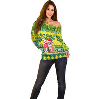 Cook Islands Christmas Off Shoulder Sweater Santa Beach Meri Kiritimiti LT9 - Polynesian Pride