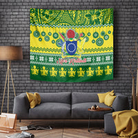 Cook Islands Christmas Tapestry Santa Beach Meri Kiritimiti LT9 Green - Polynesian Pride