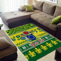Personalised Cook Islands Christmas Area Rug Santa Beach Meri Kiritimiti LT9 - Polynesian Pride