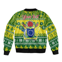 Personalised Cook Islands Christmas Bomber Jacket Santa Beach Meri Kiritimiti LT9 - Polynesian Pride