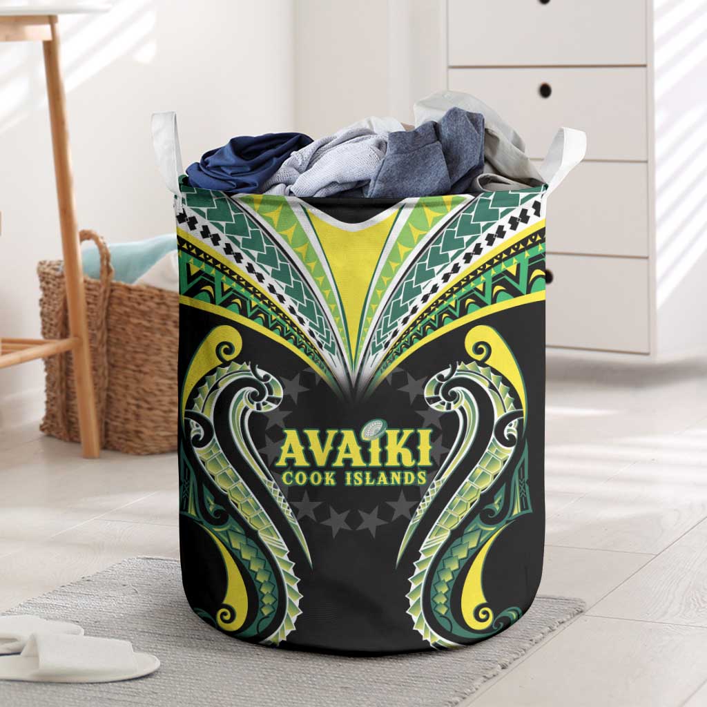 Rugby Cook Islands Avaiki Laundry Basket Black Kuki Airani Tribal Maori Inspired LT9 Black - Polynesian Pride
