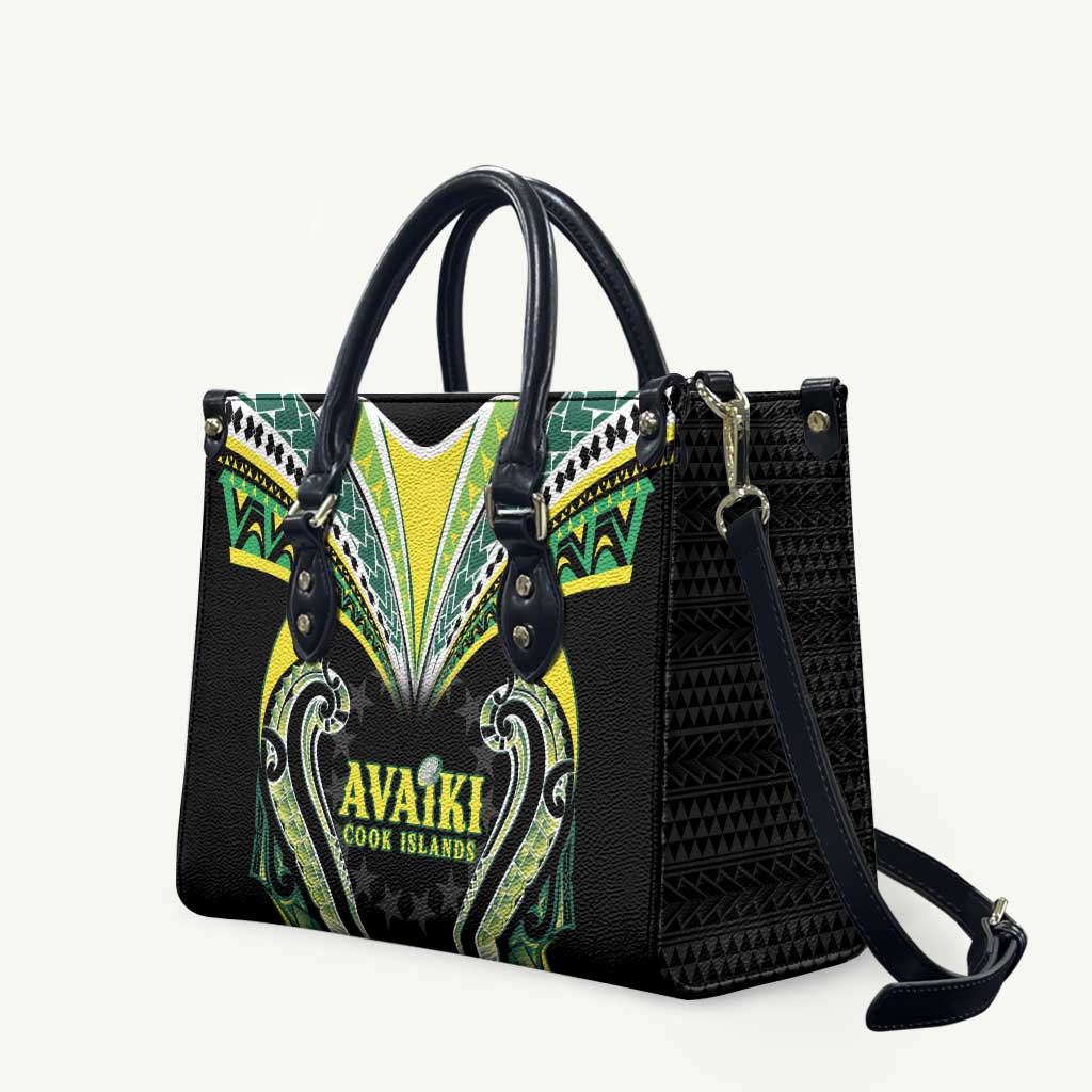 Rugby Cook Islands Avaiki Leather Bag Black Kuki Airani Tribal Maori Inspired LT9 Black - Polynesian Pride