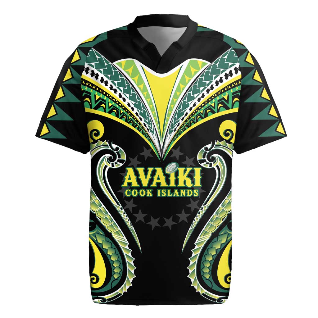 Custom Rugby Cook Islands Avaiki Rugby Jersey Black Kuki Airani Tribal Maori Inspired LT9 Black - Polynesian Pride