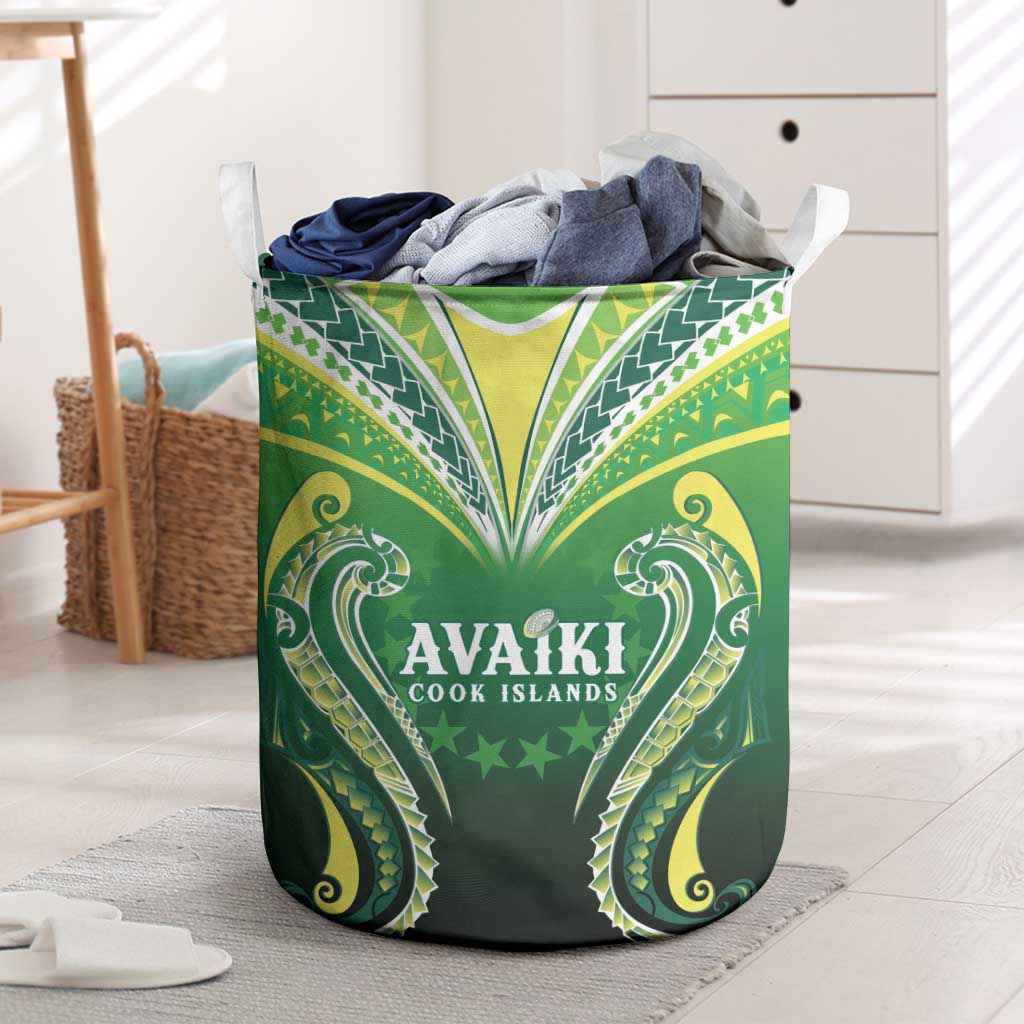 Rugby Cook Islands Avaiki Laundry Basket Green Kuki Airani Tribal Maori Inspired LT9 Green - Polynesian Pride