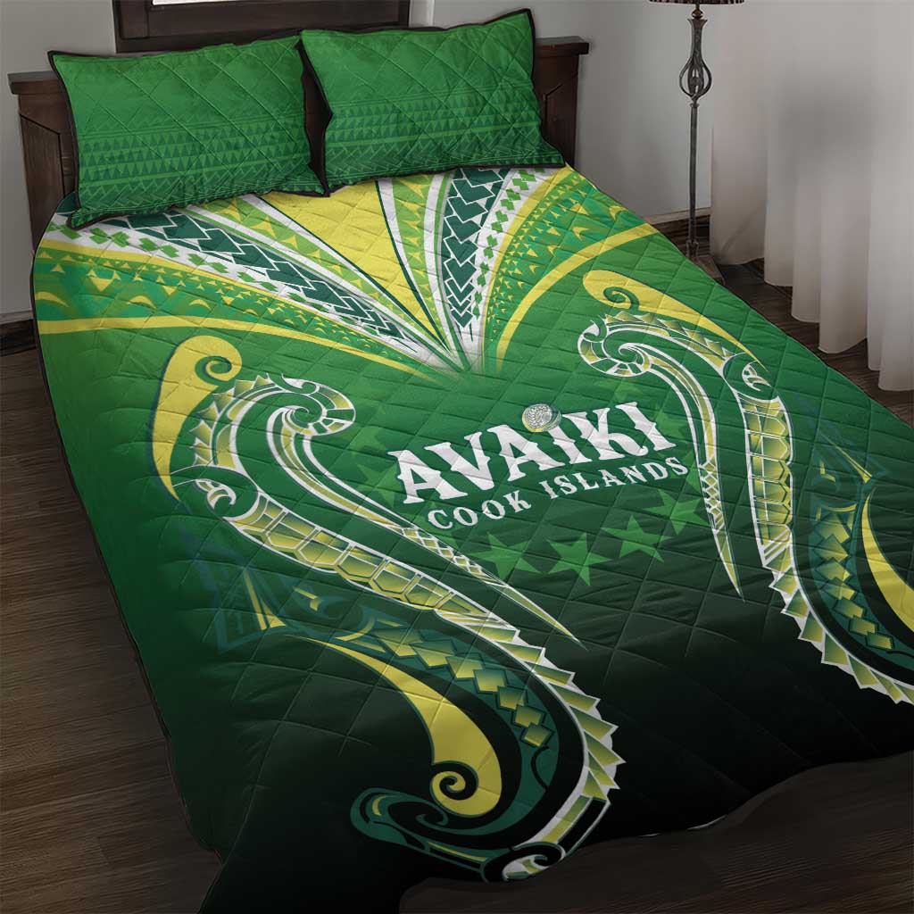 Rugby Cook Islands Avaiki Quilt Bed Set Green Kuki Airani Tribal Maori Inspired LT9 Green - Polynesian Pride