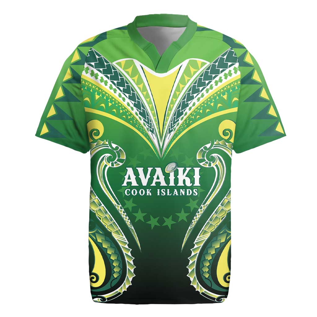 Custom Rugby Cook Islands Avaiki Rugby Jersey Green Kuki Airani Tribal Maori Inspired LT9 Green - Polynesian Pride